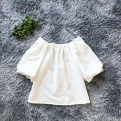 ANAP【M】ホワイト 白 オフショルダー ブラウス バルーン袖 トップス 春夏