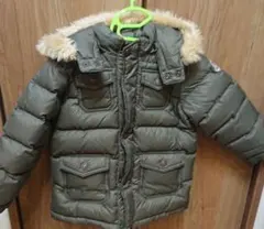 複数回使用 ミキハウス ダブルB カーキ ファー付きダウンコート 100cm