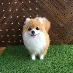 羊毛フェルト ハンドメイド 犬 ポメラニアン 白ポメフレーム - メルカリ