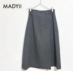 MADYII マディ ラップ風フレアスカート ダークグレー 日本製 Lサイズ