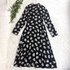 ZARA チャイナ襟　花柄 ドット柄　ロングワンピース Sサイズ