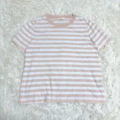 【コス】コットン100% ボーダーTシャツ　半袖　ピンク　白　Sのサムネイル