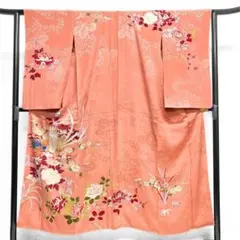 刺繍　アンティーク　訪問着　鳳凰　牡丹　薔薇　花模様　着物　015b p