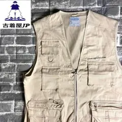 USA古着 ハンティングベスト ゆるだぼ XL ワンポイントロゴ cy2