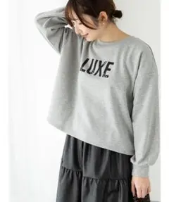 テチチテラス スウェット ロゴラインストーン裏毛スウェット