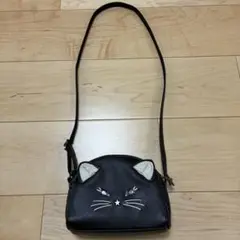 アナスイミニ☆ネコ合皮ショルダーバッグ☆ネコフェイスバッグ☆ブラック