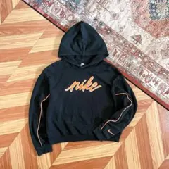 NIKE パーカー ブラック オレンジ ロゴ刺繍 S