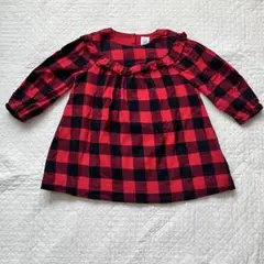 baby GAP 赤と黒のチェック ワンピース 18-24ヶ月