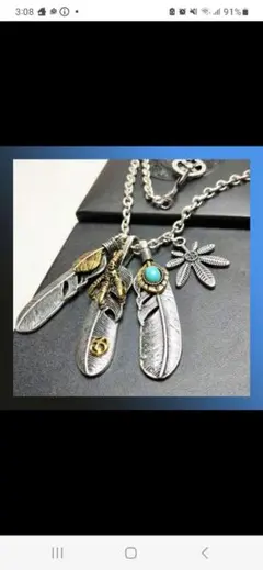 ３枚羽 フェザーネックレス 上金フェザー左向き キムタク ゴローズ