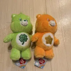ケアベア ぬいぐるみ 緑とオレンジ