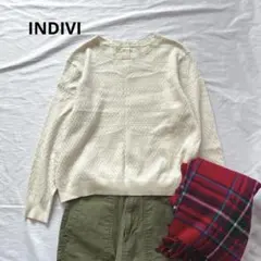 大きいサイズ　インディヴィ　INDIVI ミニケーブルニット　XL セーター
