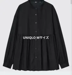 UNIQLO ユニクロ　コットンギャザーブラウス　長袖　黒シャツ Mサイズのサムネイル