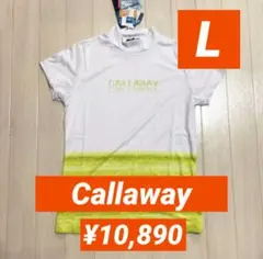 新品【キャロウェイ　ゴルフ】L/11号　レディース　半袖　モックネックシャツ　白