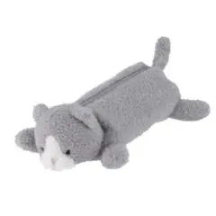✨新品未使用　猫型ペンケース グレー ぬいぐるみ 筆箱