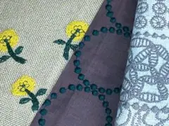 ミナぺルホネン　はぎれ　刺繍ハギレ3枚
