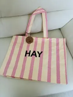 【新品未使用品】HAY エコバッグ イエロー×ピンクのストライプ