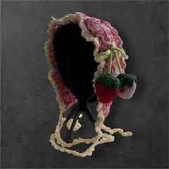 いちご付きボンネット バブーシュカ バラクラバ ヘッドドレス いちご