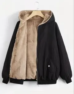 厚手フード付きジャケット レディース ブラックM～L