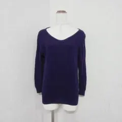 オフオン【L】長袖Vネックニットプルオーバー　パープル系　キラキラ　キレイめ