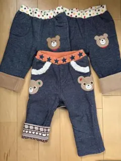 【お買い得3点セット】冬用パンツ　ミキハウス　ホットビスケッツ　90cm