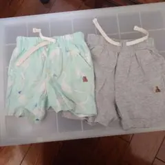 恐竜柄と無地のパンツ2枚セット