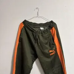 PUMA XL ジャージ パンツ オリーブグリーン/オレンジ