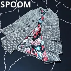 SPOOM/派手柄裏地 表地花柄 ダブルブレストトレンチコート