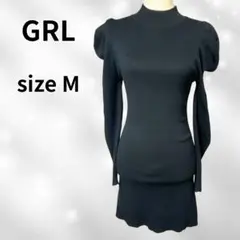 GRL パフスリーブ ニットワンピース M 黒
