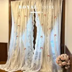 レースカーテン ホワイト 花柄刺繍