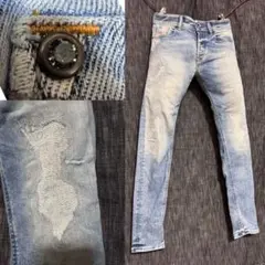 定価49500円 DIESEL SLEENKER スワロ装飾 スキニーデニム