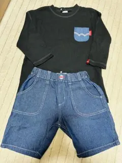 EDWIN キッズ　ハーフパンツ　7部袖Tシャツ