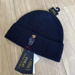 新品 ラルフローレン ポロベア刺繍 ニット帽 ニットキャップ 国内正規品