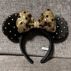 ディズニー ミニー 耳カチューシャ スパンコール ゴールド