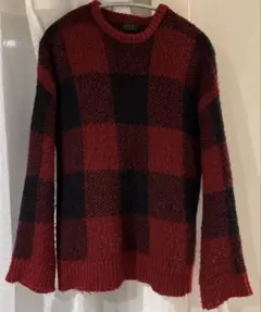 ZARA MAN チェック柄　クルーネックニット　Mサイズのサムネイル