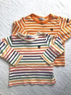 まミキハウスダブルビー/ボーダーTシャツ2枚セット