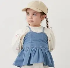 petit main 花刺繍ブラウス＆ビスチェセット100cm