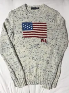 ポロラルフローレン　アメリカ国旗　ミックス編みセーター