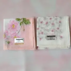 レディース　renoma PARIS ハンカチ 2枚セット 花柄　まとめ売りのサムネイル