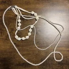 ホワイトパール風ビーズネックレス