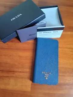 【新品未使用】PRADA プラダ 手帳型ケース iPhoneX/XS ブルー
