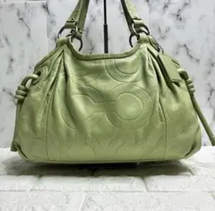 【限定】 COACH 希少色　アップルグリーン　パーカー　サッチェル　オプアート