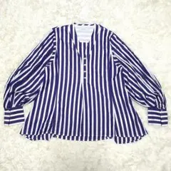 【ADAM ET ROPE】 ストライプ柄 長袖ブラウス チュニック丈