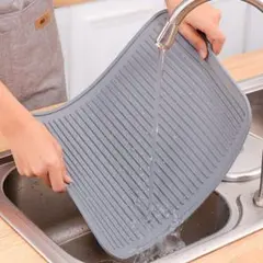 シリコン 食器乾燥マット キッチンカウンター用 30×40cm グレー