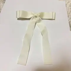 ヘアクリップ バレッタ ホワイトリボン 大きめ ヘアアレンジ ヘアアクセ　髪留め