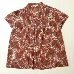 未使用 タグ付き Parkes 花柄半袖シャツ ブラウス カジュアル パークス 