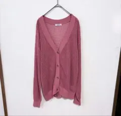 ♪efforia メッシュカーディガン 透かし編み Vネックカーディガン