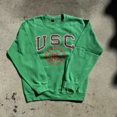 90s USC グリーン スウェット 古着 ヴィンテージ 長袖 プリント