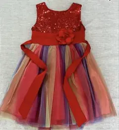 子供用ドレス　結婚式　発表会　スパンコール　フラワー　チュール　120cm