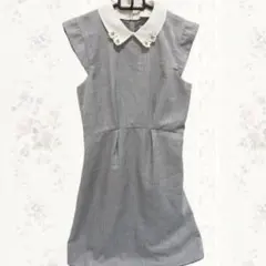 【美品】JILLSTUART 襟付き ビジュー ノースリーブ ワンピース グレーのサムネイル