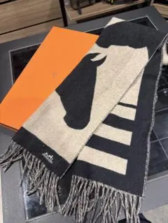 HERMES エルメス カシミヤ100% マフラー グレー 英国製 箱付き - メルカリ